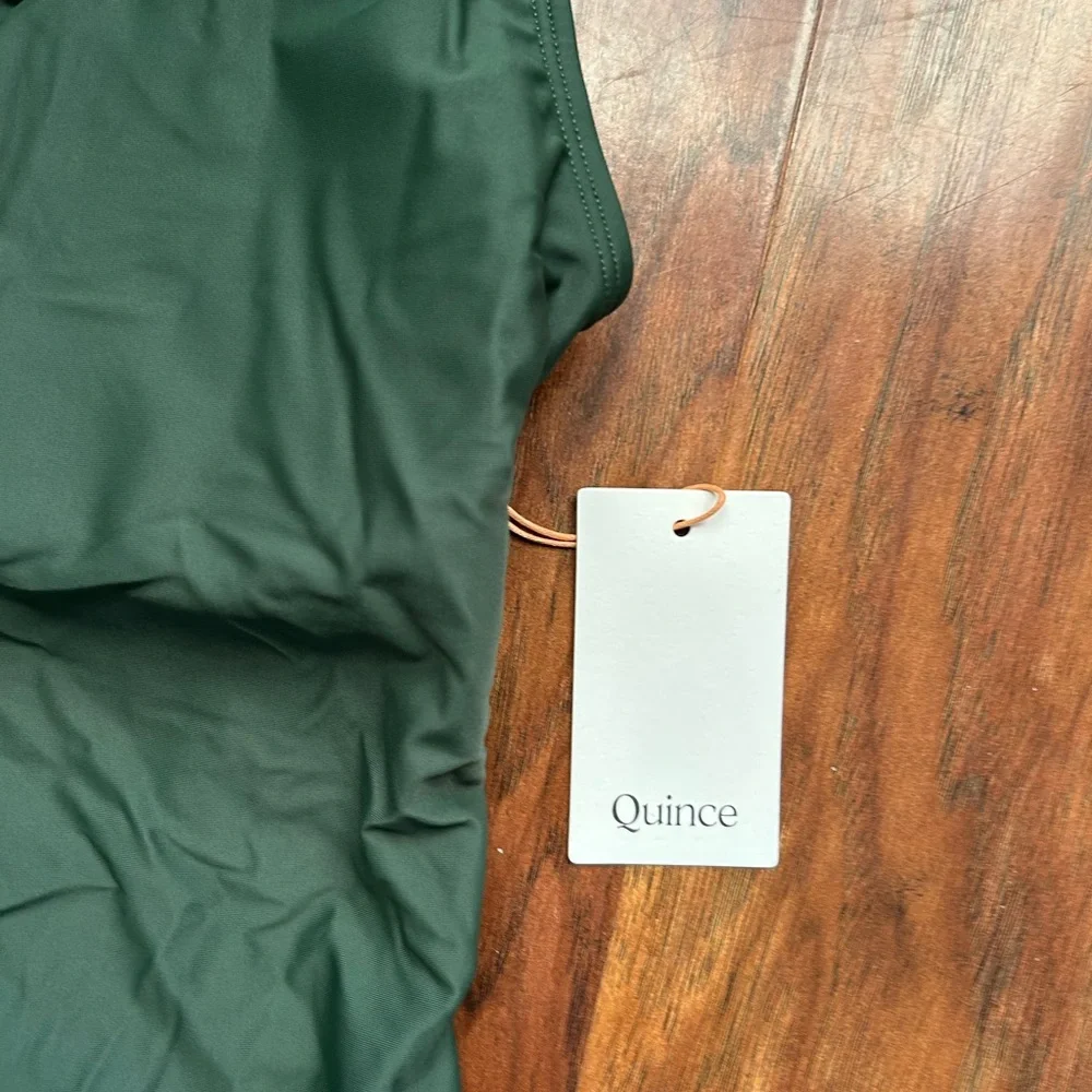 Quince NWT Olive Green Italian Cross-Back One-Piece Swimsuit - Picture 3 of 7